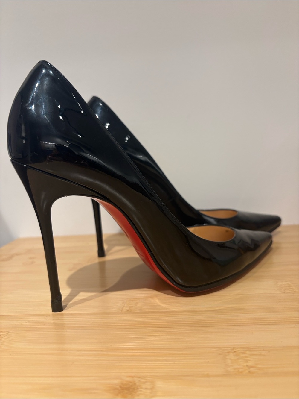 Christian Louboutin Black Patent Leather Pointed Stiletto with Red Sole - Picture 2 of 12